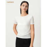 New Summer Thin Pleated Top with Straight Shoulder T-Shirt