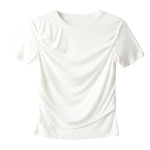 New Summer Thin Pleated Top with Straight Shoulder T-Shirt