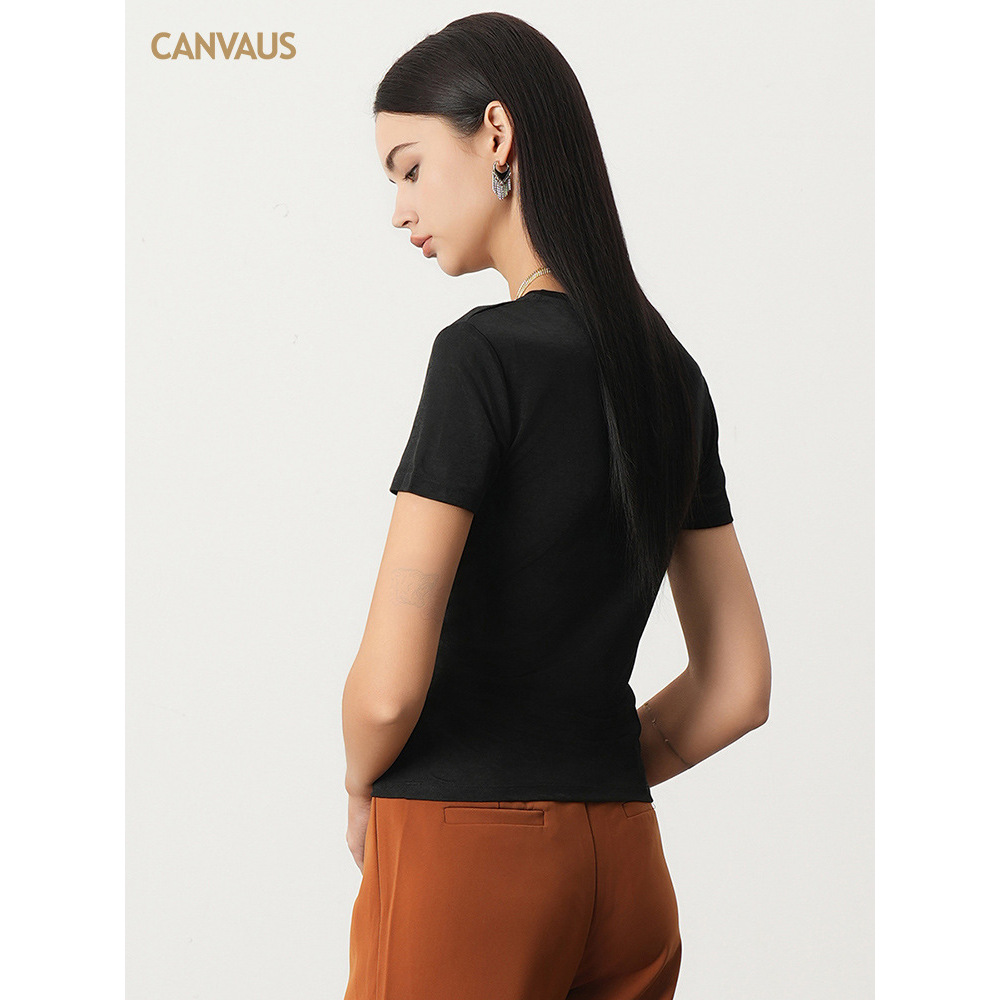 New Summer Thin Pleated Top with Straight Shoulder T-Shirt