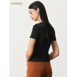 New Summer Thin Pleated Top with Straight Shoulder T-Shirt