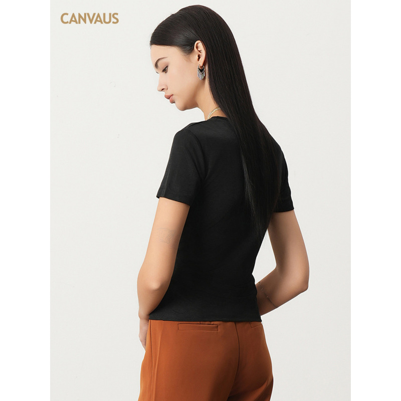 New Summer Thin Pleated Top with Straight Shoulder T-Shirt