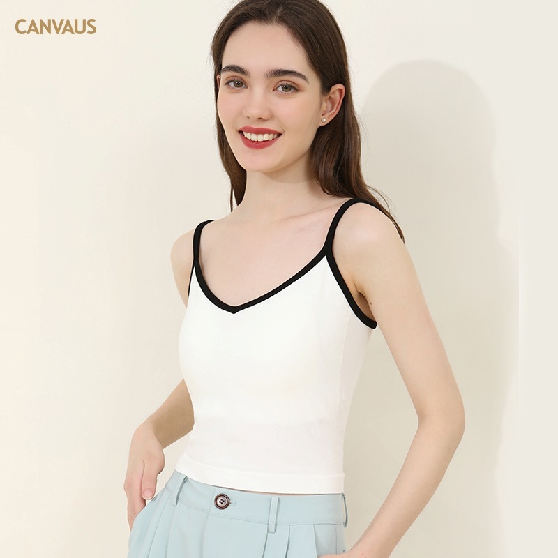 New Women's Short V-Tie Chest Pad Strappy Vest