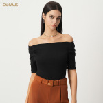 One-Shoulder Neckline Design Short-Sleeved T-Shirt