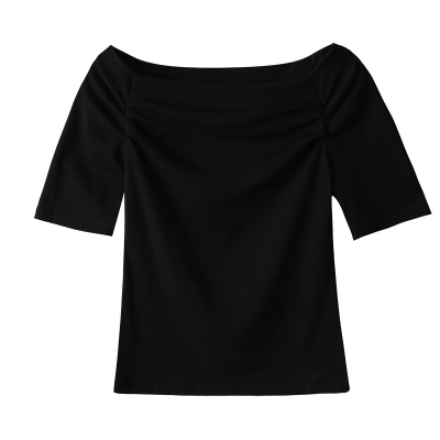 One-Shoulder Neckline Design Short-Sleeved T-Shirt 01