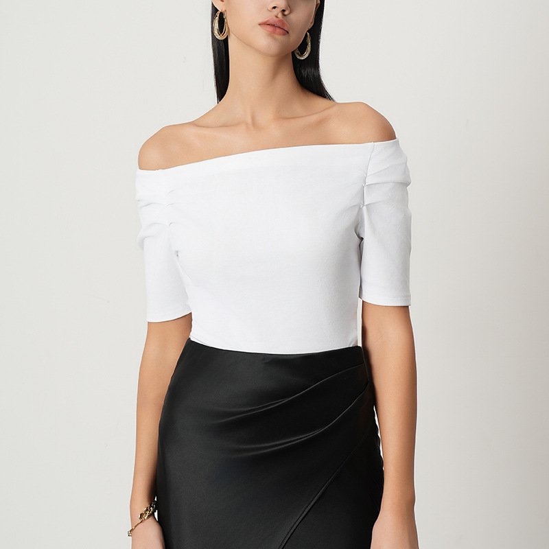 One-Shoulder Neckline Design Short-Sleeved T-Shirt