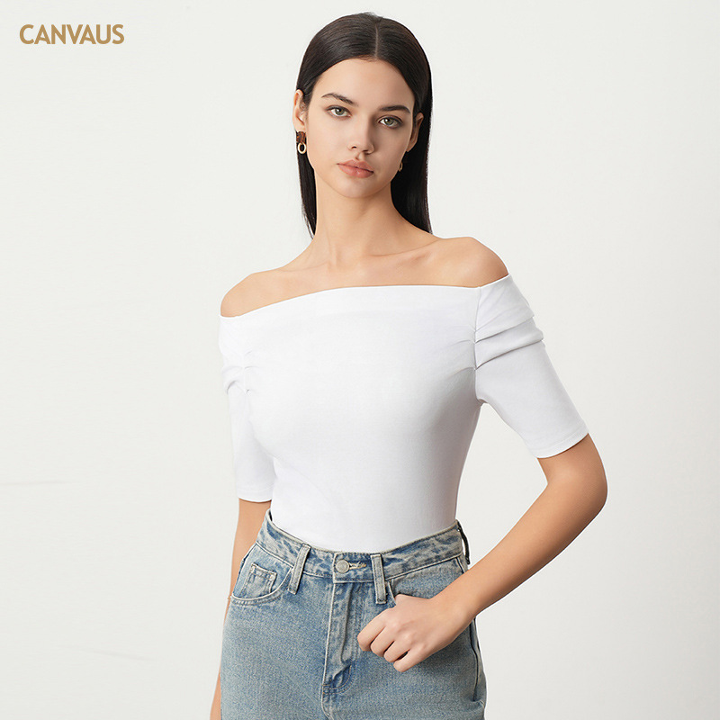 One-Shoulder Neckline Design Short-Sleeved T-Shirt