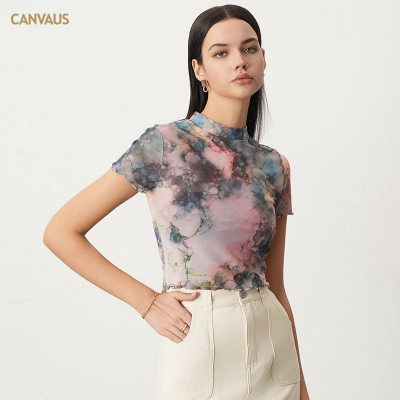 Short Chinese-Style Ink-Wash Tie-Dyed Short-Sleeved T-Shirt 02