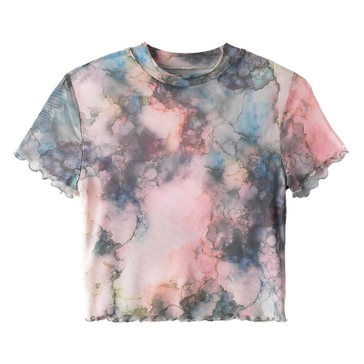 Short Chinese-Style Ink-Wash Tie-Dyed Short-Sleeved T-Shirt 01
