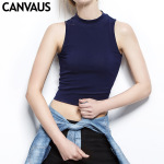 Solid-Color Sleeveless Women's Round-Neck Vest
