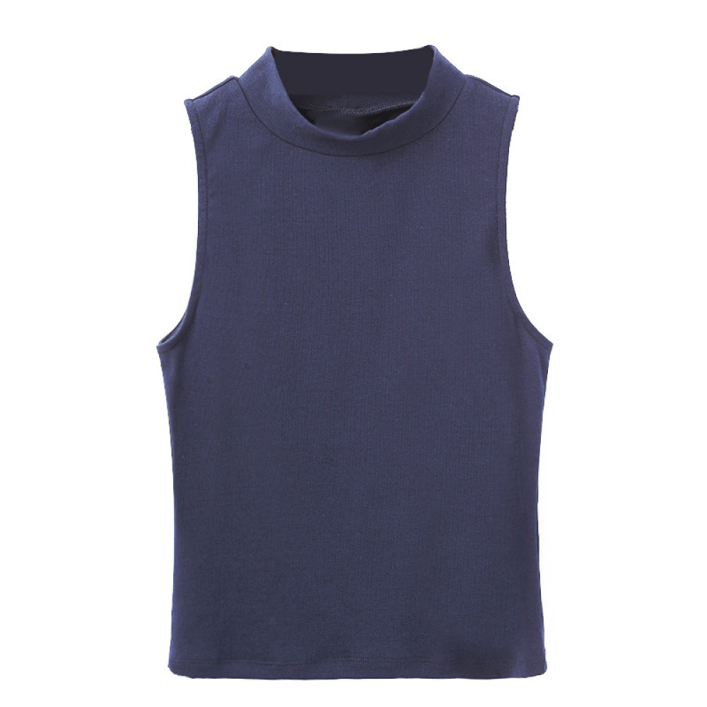 Solid-Color Sleeveless Women's Round-Neck Vest