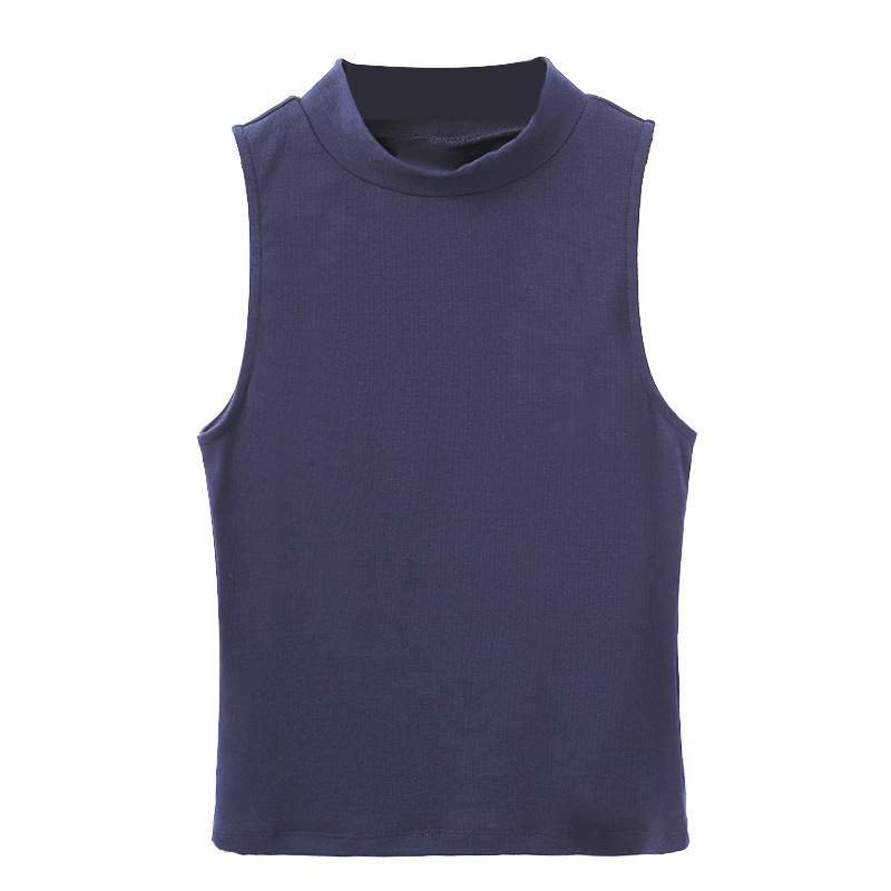 Solid-Color Sleeveless Women's Round-Neck Vest