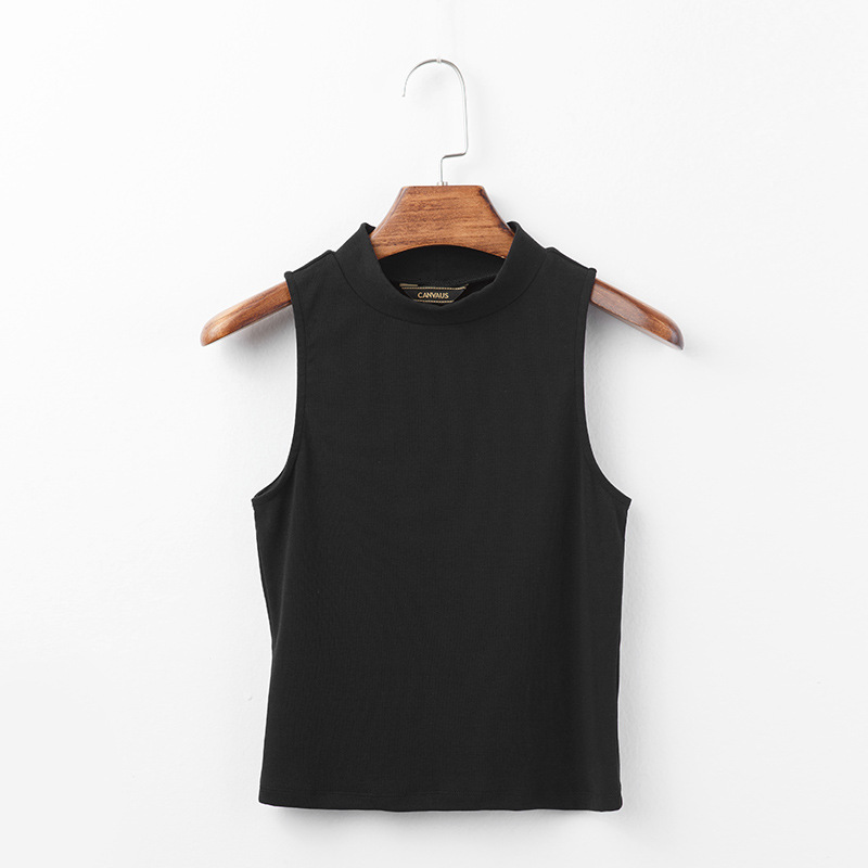 Solid-Color Sleeveless Women's Round-Neck Vest