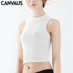 Solid-Color Sleeveless Women's Round-Neck Vest