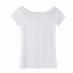 Summer New Modal Patchwork Mesh Sexy Short-Sleeved T-Shirt