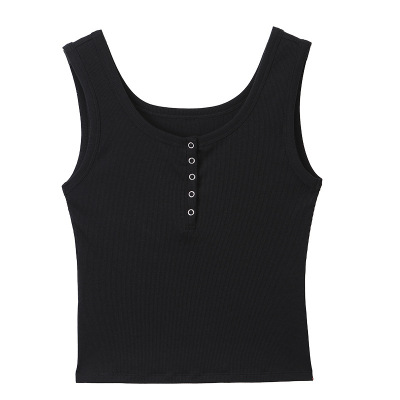 Sweet and Spicy Style Vest Decorated with Threaded Cotton Buttons 01