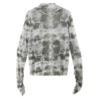 Half-High Collar Tie-Dyed Mesh Long Sleeve Top 01