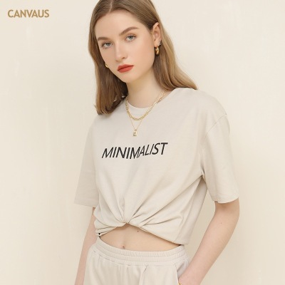 Letter-Print Loose Summer Round-Neck Cotton Short-Sleeved T-Shirt 02