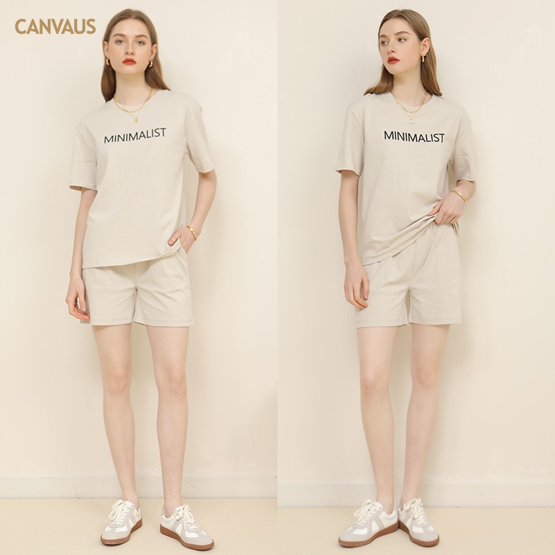 Letter-Print Loose Summer Round-Neck Cotton Short-Sleeved T-Shirt