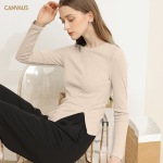 Long-Sleeved T-Shirt with Round Neck Slim Fit and Bottom Slit