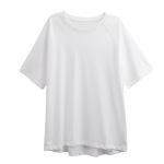 Loose Harajuku-Style Round-Neck Mid-Length Short Sleeve Top