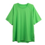 Loose Harajuku-Style Round-Neck Mid-Length Short Sleeve Top