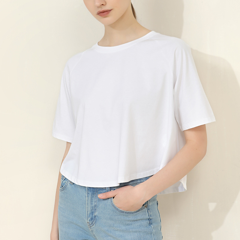 Loose Off-The-Shoulder Short-Sleeved Round-Neck T-Shirt