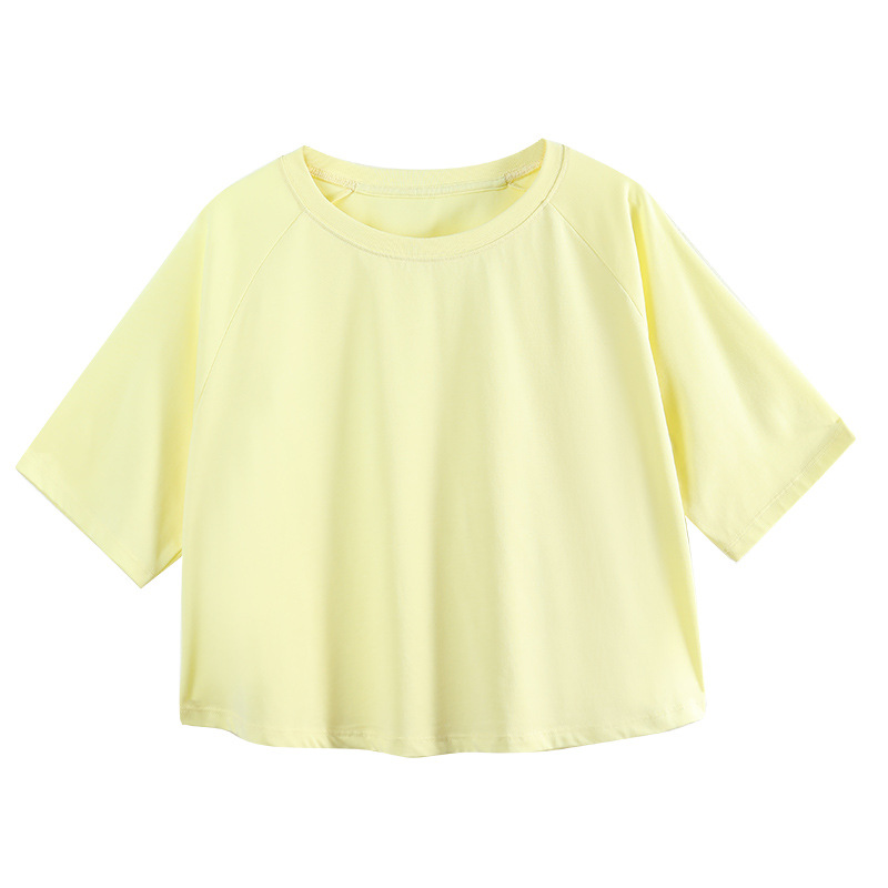 Loose Off-The-Shoulder Short-Sleeved Round-Neck T-Shirt