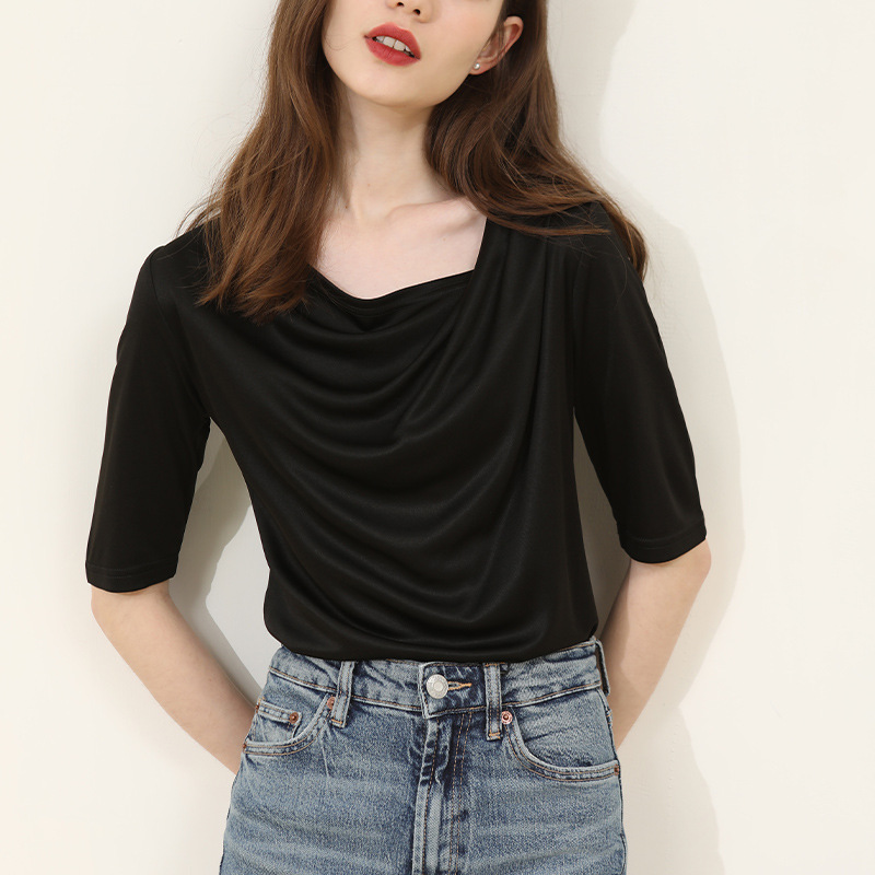 New Irregular Collar Short-Sleeved T-Shirt