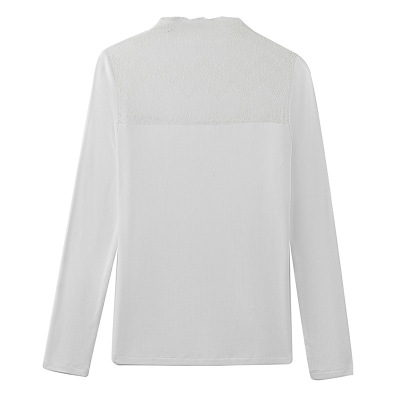 New Semi-High Neck Patchwork Long-Sleeved Lace Base Shirt T-Shirt 02