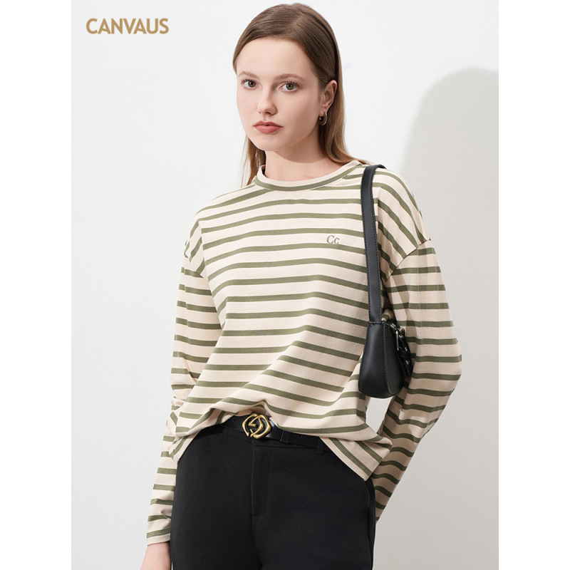 New Striped Long-Sleeved T-Shirt for Women's Wear