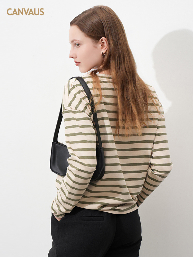 New Striped Long-Sleeved T-Shirt for Women's Wear