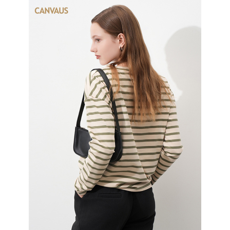 New Striped Long-Sleeved T-Shirt for Women's Wear