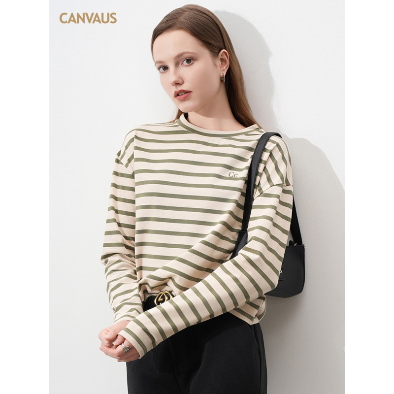 New Striped Long-Sleeved T-Shirt for Women's Wear