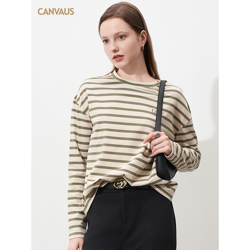New Striped Long-Sleeved T-Shirt for Women's Wear