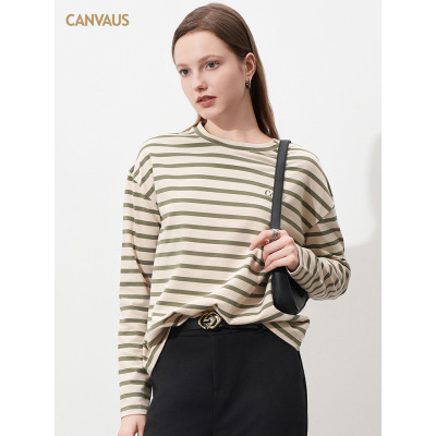 New Striped Long-Sleeved T-Shirt for Women's Wear 02