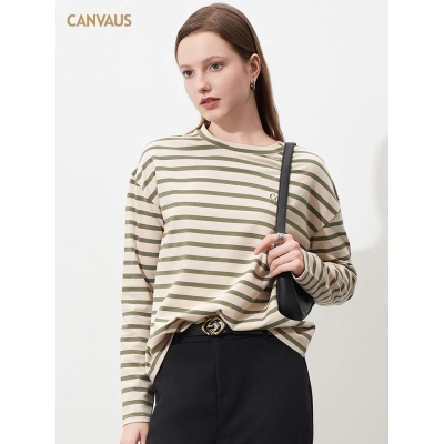 New Striped Long-Sleeved T-Shirt for Women's Wear 02