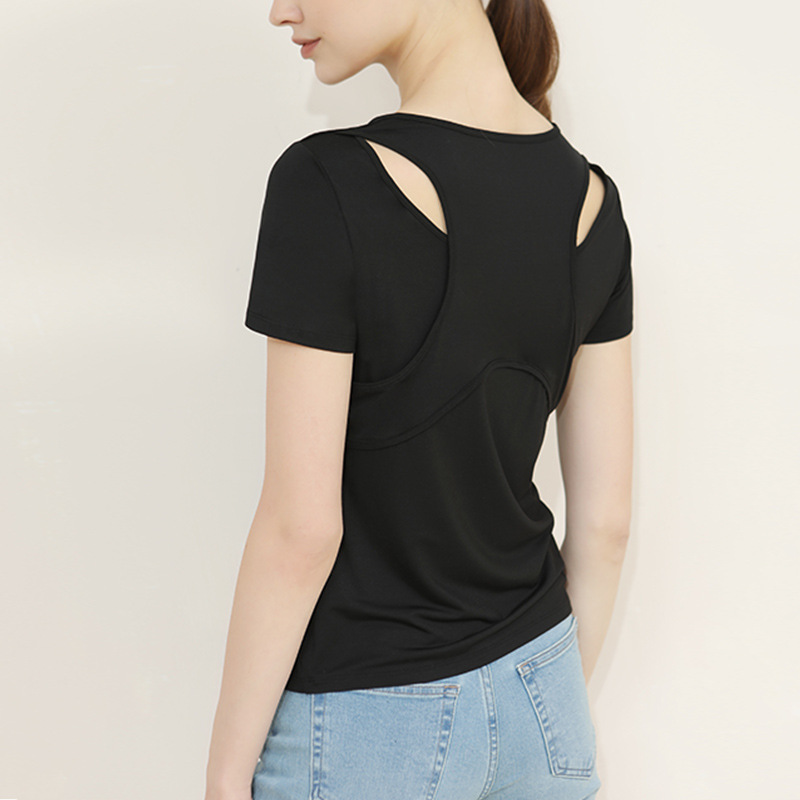 New Women's Modal Hollowed-Out Round-Neck Short-Sleeved T-Shirt