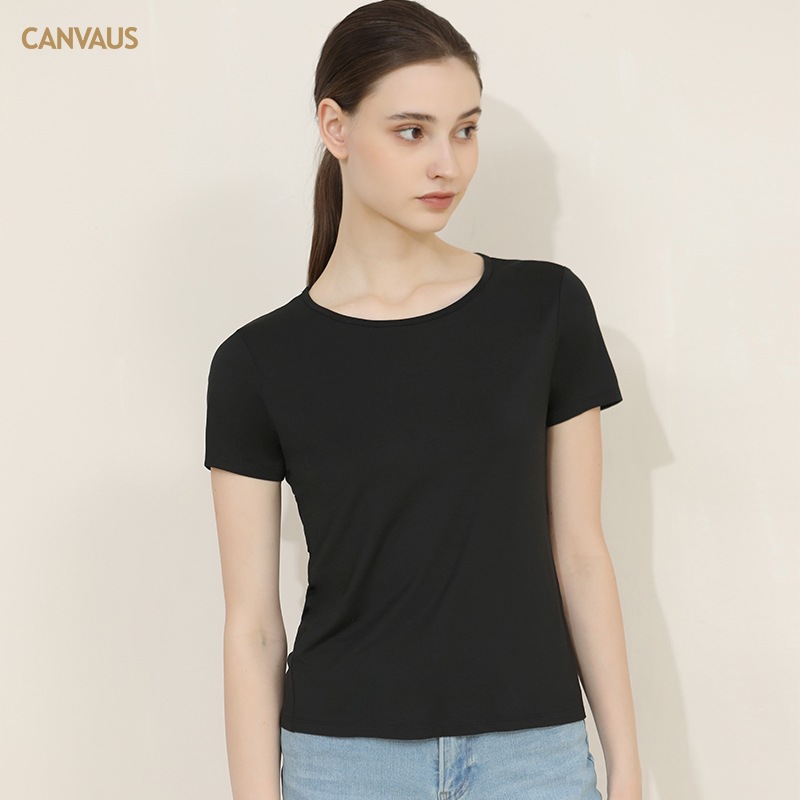 New Women's Modal Hollowed-Out Round-Neck Short-Sleeved T-Shirt