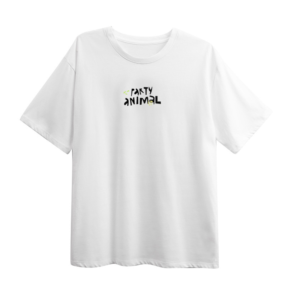 Pure Cotton Short-Sleeved T-Shirt with Stylish Letter Patterns
