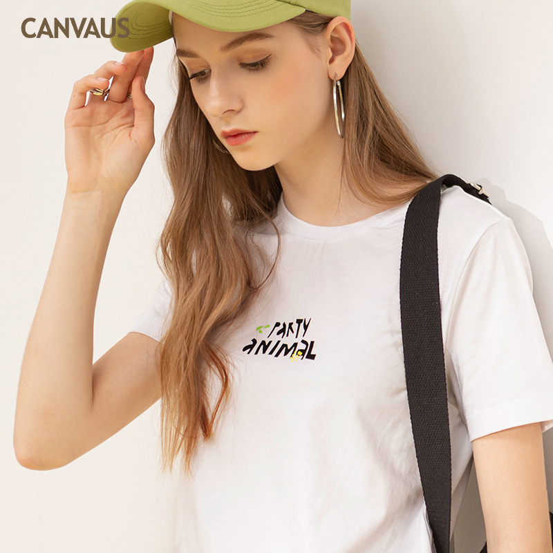 Pure Cotton Short-Sleeved T-Shirt with Stylish Letter Patterns