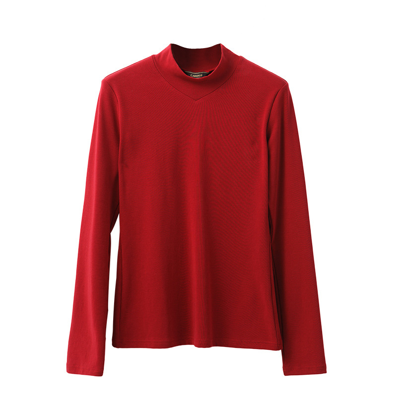 Solid-Color Long-Sleeved Cotton Versatile T-Shirt