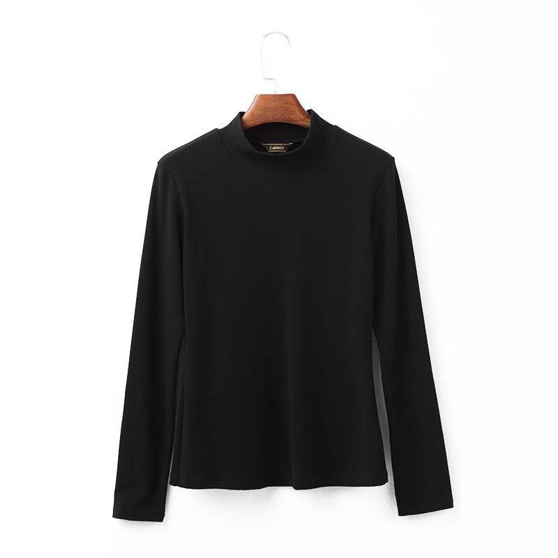 Solid-Color Long-Sleeved Cotton Versatile T-Shirt