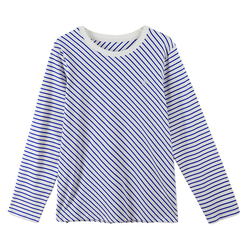 Striped Navy Style Round-Neck Long-Sleeved T-Shirt
