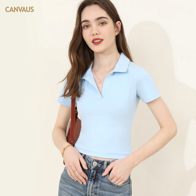 Sweet and Hot Girl Polo Neck Short-Sleeved T-Shirt