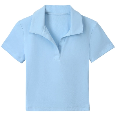 Sweet and Hot Girl Polo Neck Short-Sleeved T-Shirt 01