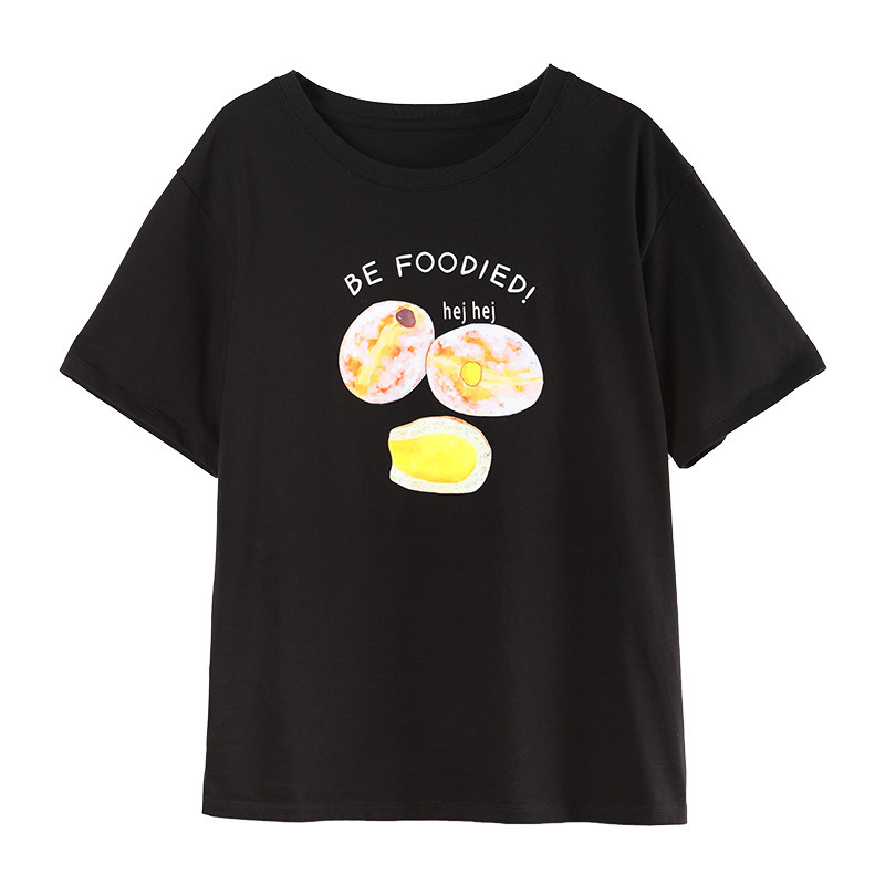 Women's Printed Cartoon Round-Neck Short-Sleeved T-Shirt