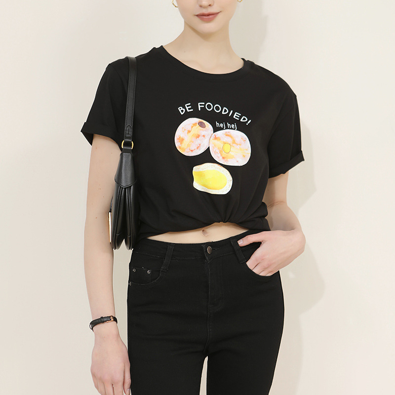 Women's Printed Cartoon Round-Neck Short-Sleeved T-Shirt