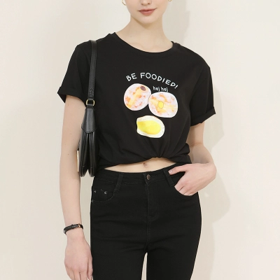 Women's Printed Cartoon Round-Neck Short-Sleeved T-Shirt 02