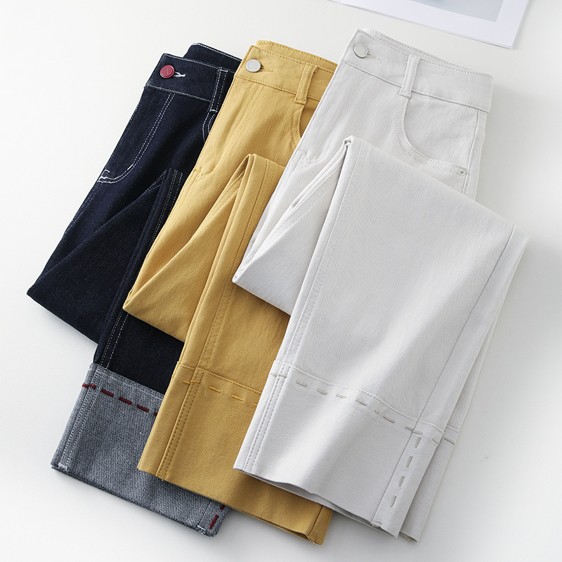 Cigarette Tube Jeans Women's Straight-Leg Capri Pants