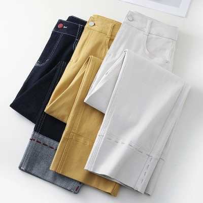 Cigarette Tube Jeans Women's Straight-Leg Capri Pants 02